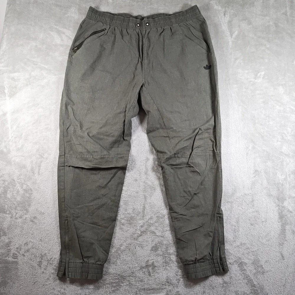Adidas Jogger Pants Mens XXL Tapered Elastic Waist Ankle Zip Y2K Skater Woven